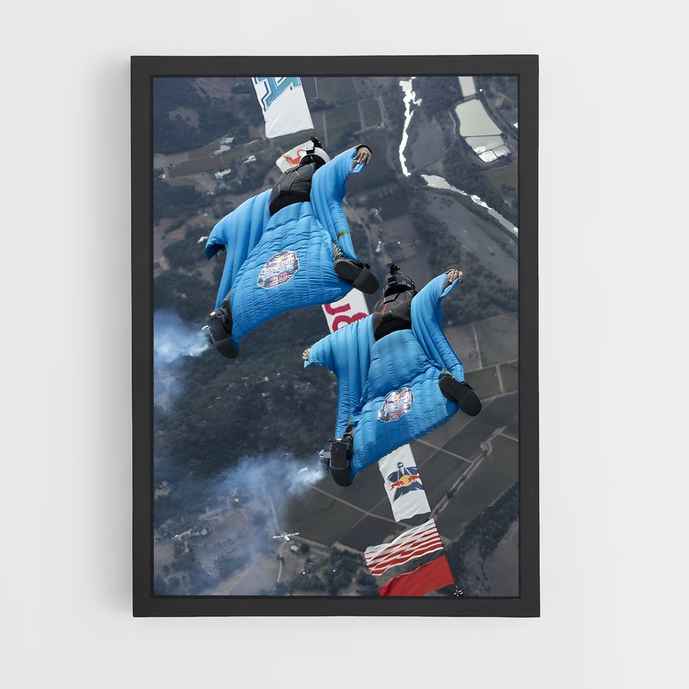 Poster Red bull parachutes – affiche Vol en wingsuit (vue 2)
